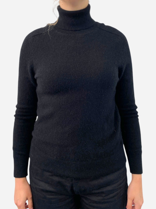 Black Cashmere Roll Neck Jumper by Palome