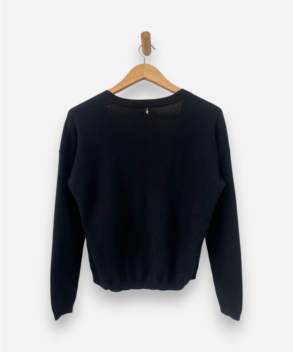 Black Cashmere V Neck Cardigan by Sud Express