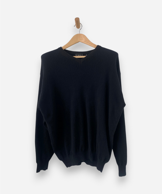 Black Cashmere V Neck Jumper by Enzo Mantovani
