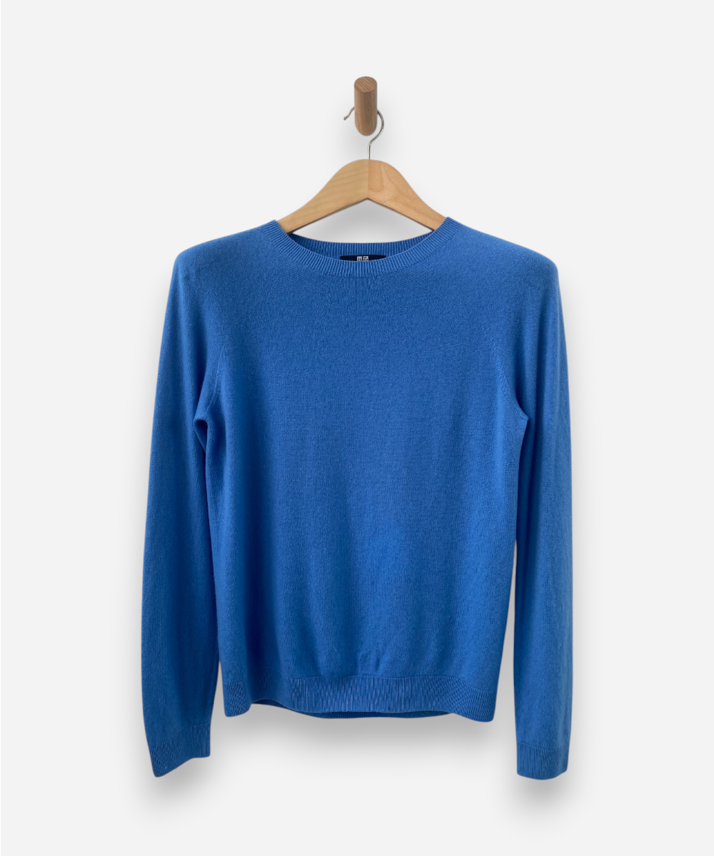 Blue Cashmere Crew Neck Jumper