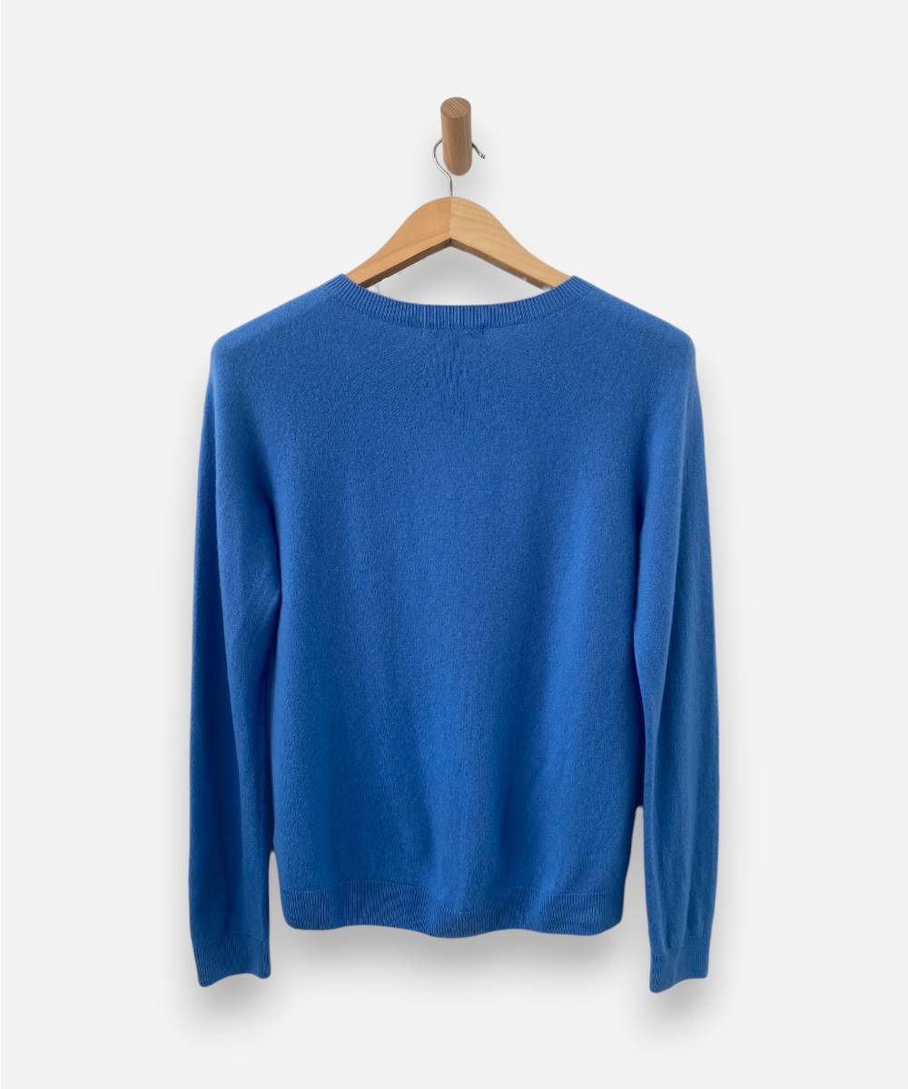 Blue Cashmere Crew Neck Jumper