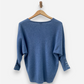 Blue Cashmere V Neck Oversized Jumper