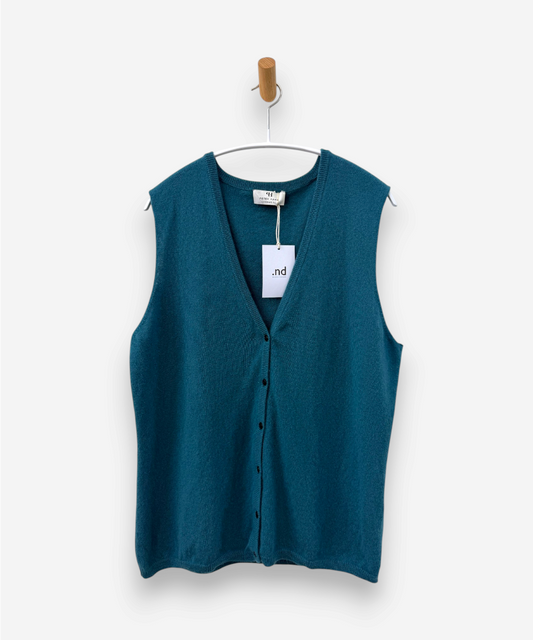 Blue Cashmere V Neck Upcycled Vest