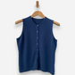 Blue Cashmere Button Up Sleeveless Cardigan by Et Cote Inglis