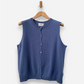 Blue Cashmere Button Up Sleeveless Cardigan by Et Cote Inglis