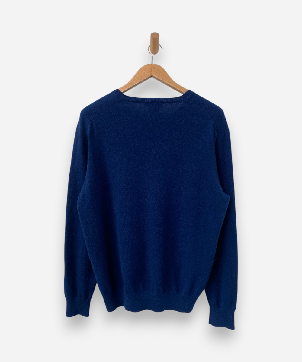 Blue Cashmere V Neck Jumper by Conbipel