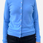 Blue Cashmere Crew Neck Cardigan by Lochmere