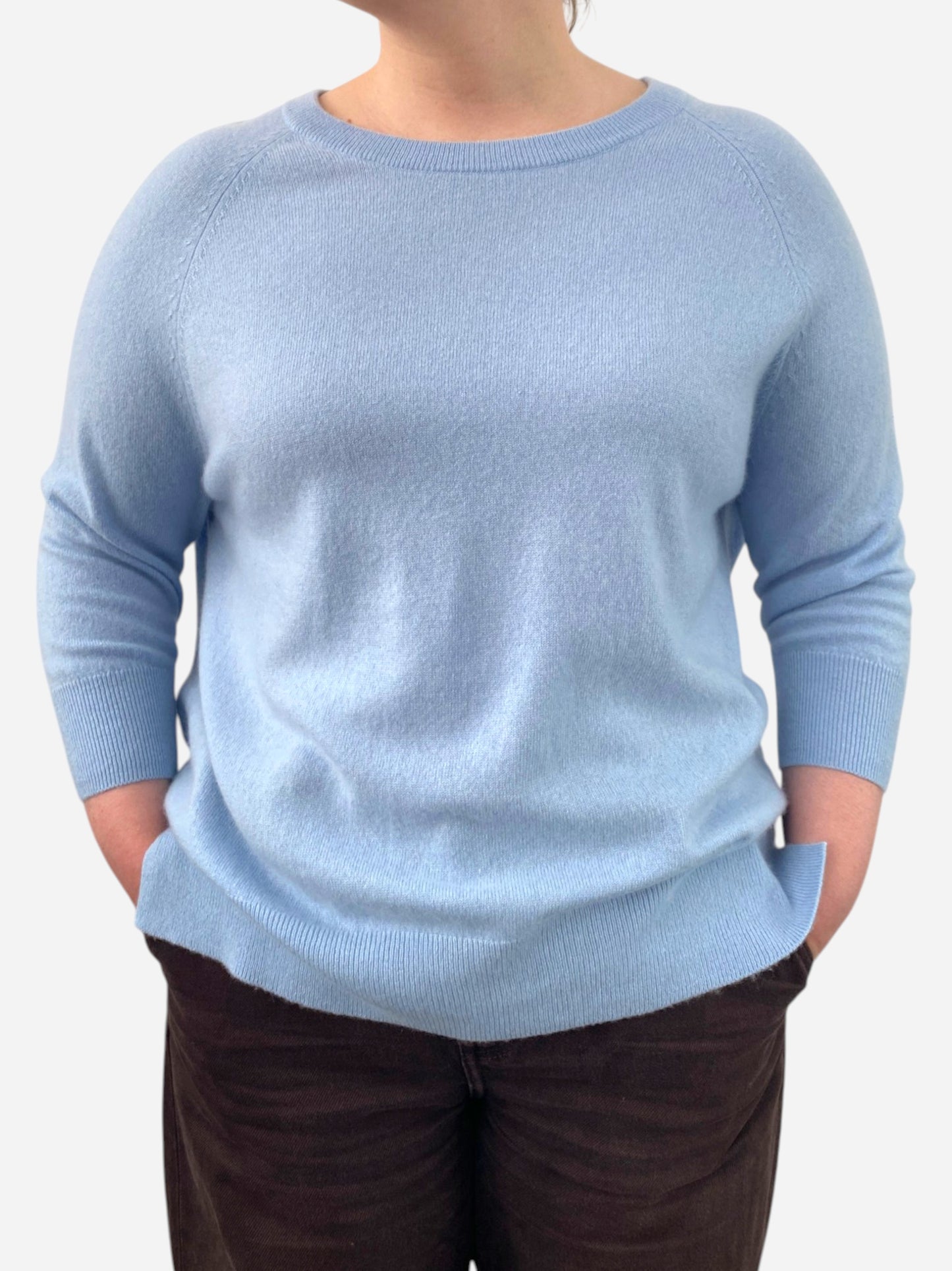 Blue Cashmere Crew Neck Jumper by Rena Marx