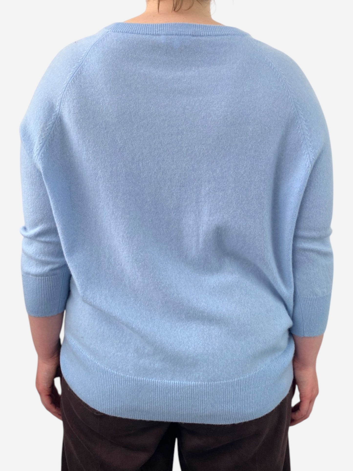 Blue Cashmere Crew Neck Jumper by Rena Marx