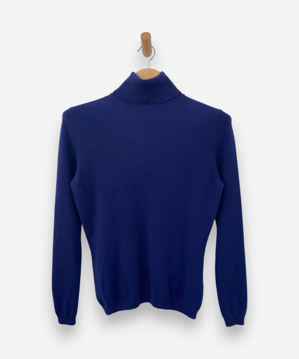 Blue Cashmere Roll Neck Jumper by Pure Collection