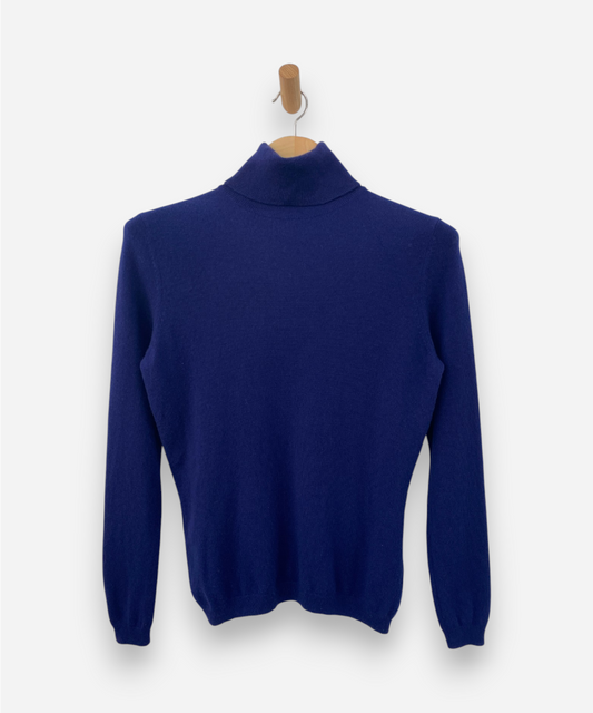 Blue Cashmere Roll Neck Jumper