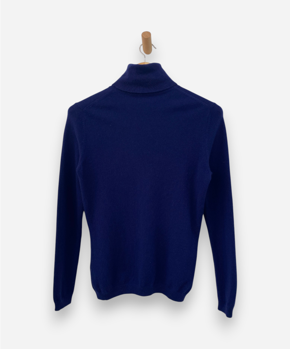 Blue Cashmere Roll Neck Jumper by Pure Collection