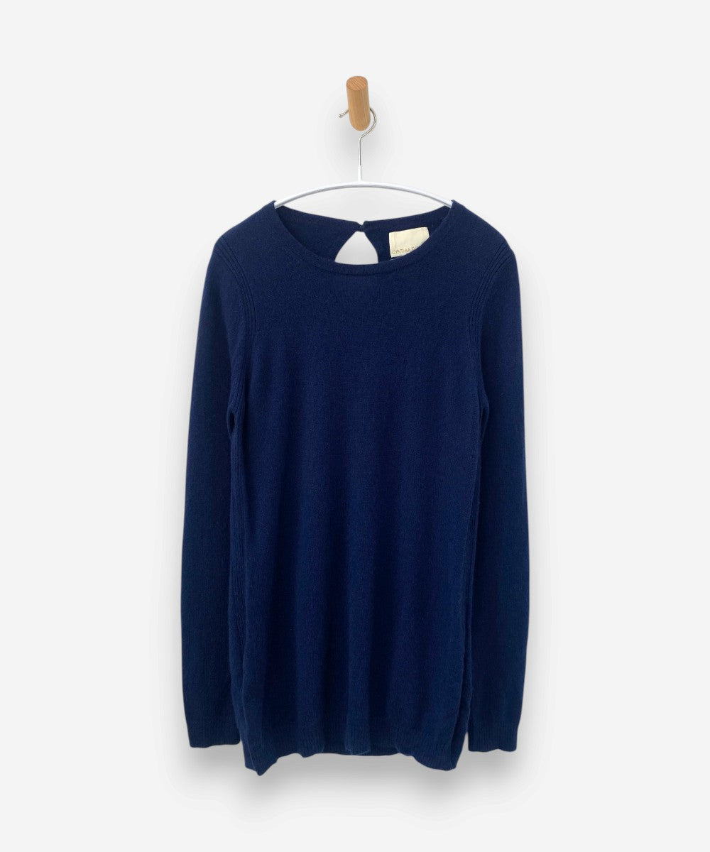 Blue Cashmere Round Neck Tunic 