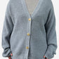 Blue Cashmere V Neck Ribbed Knit Jumper