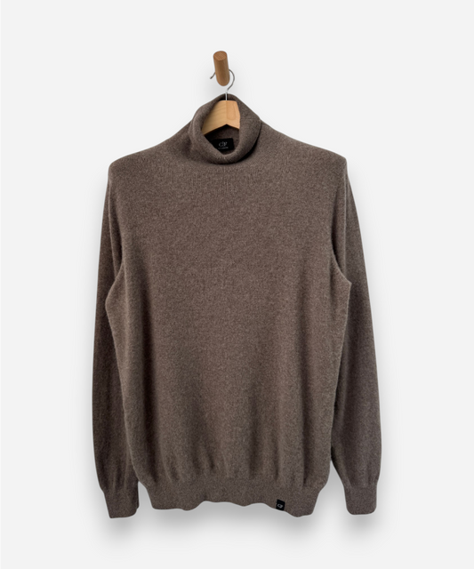 Brown Cashmere Roll Neck Jumper