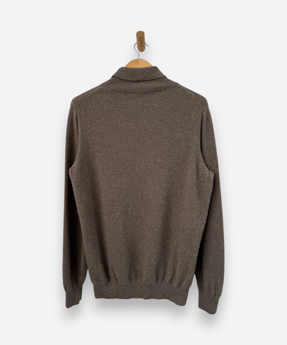 Brown Cashmere Roll Neck Jumper