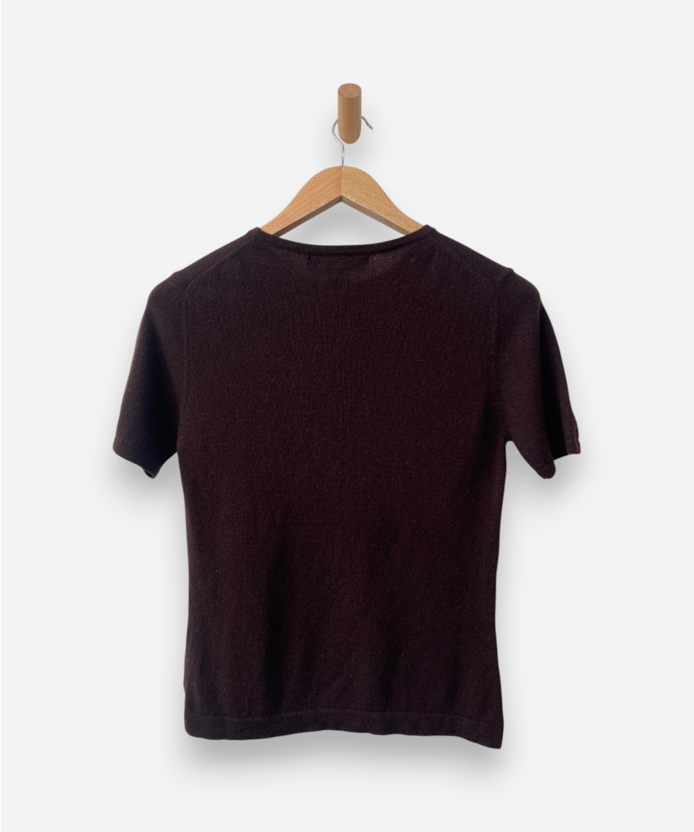 Brown Cashmere Crew Neck Top by A Giannette