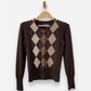 Brown Cashmere Crew Neck Argyle Cardigan by Apartment 9