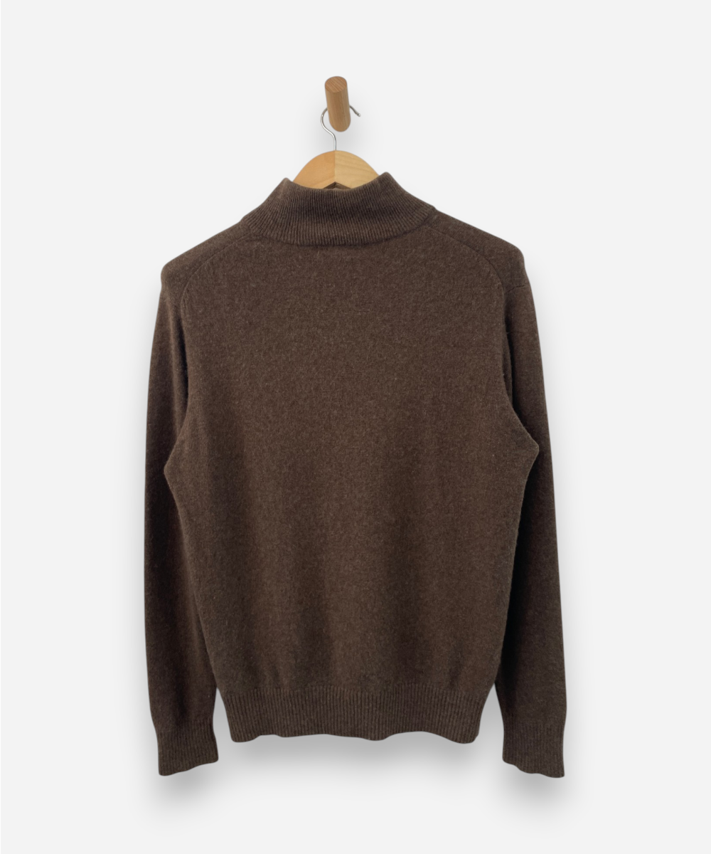 Brown Cashmere Half Zip Jumper by Tex Man