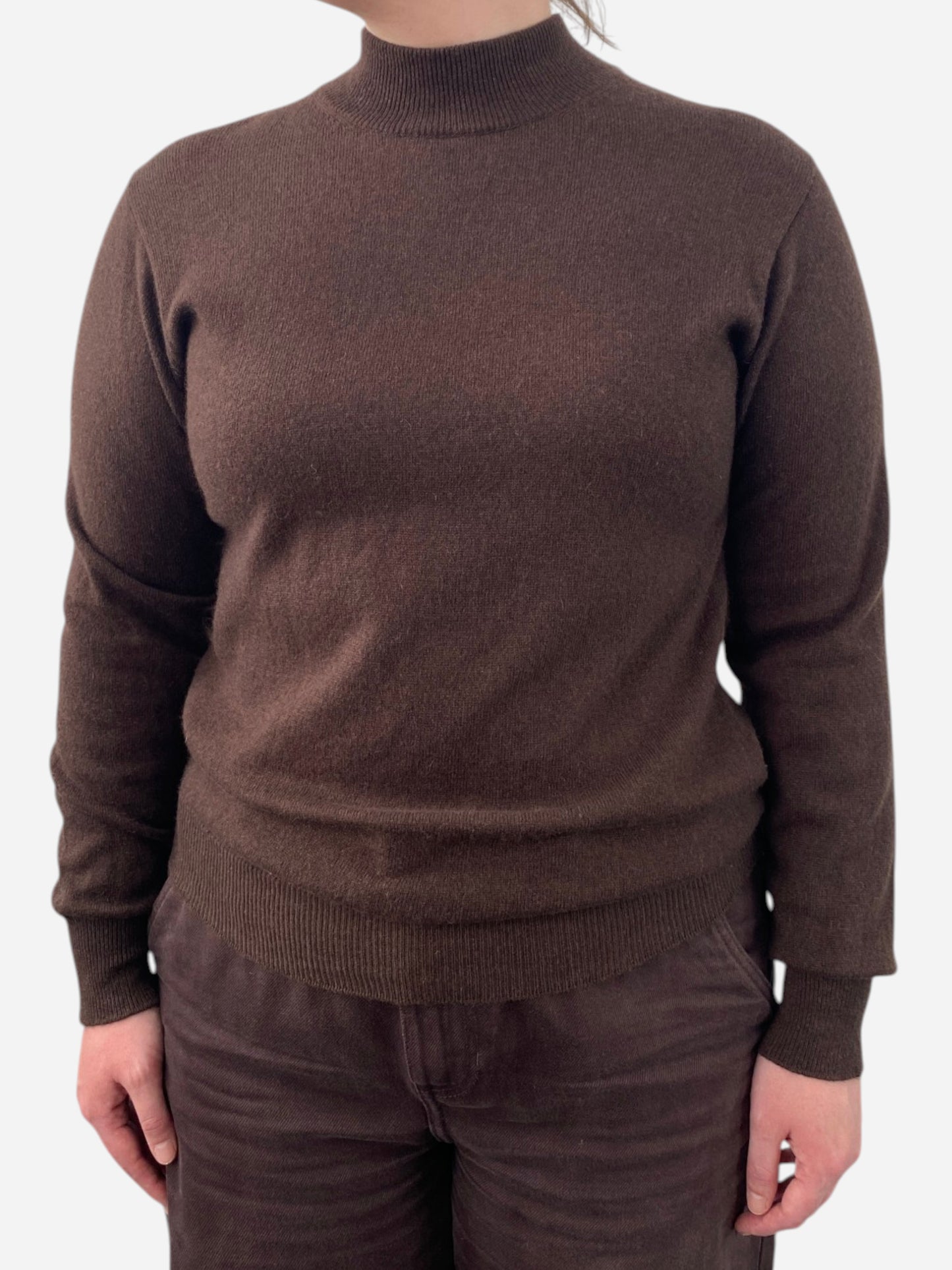 Brown Cashmere Mock Neck Jumper by The Cashmere Centre