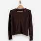 Brown Cashmere Scalloped Crew Neck Cardigan