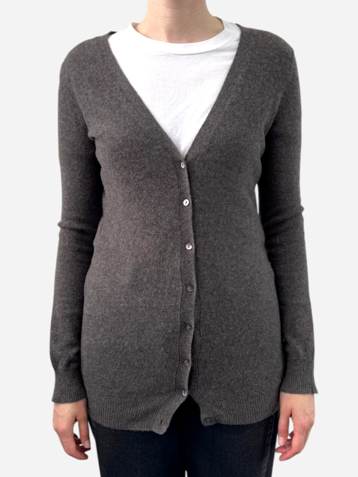 Brown Cashmere V Neck Cardigan by Zara