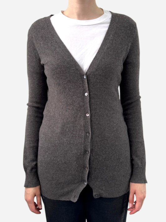Brown Cashmere V Neck Cardigan by Zara