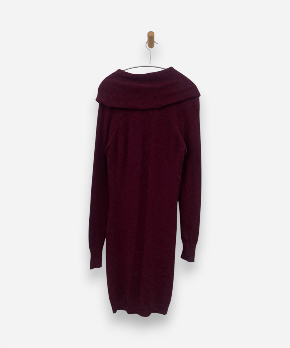Burgundy Cashmere Cowl Neck Dress