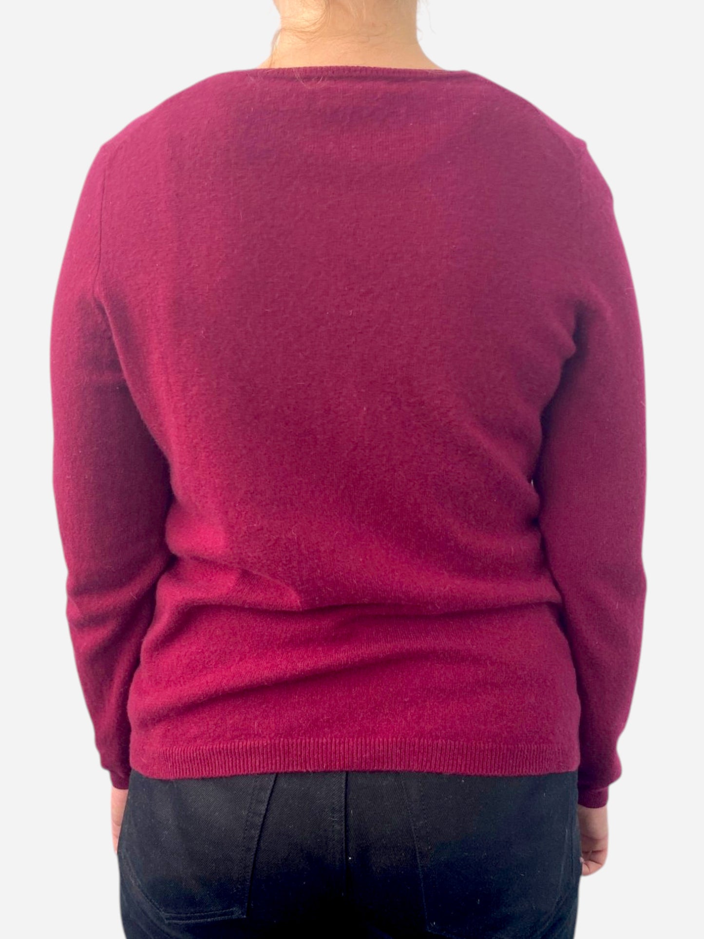 Burgundy Cashmere V Neck Cardigan by El Corte Inglés