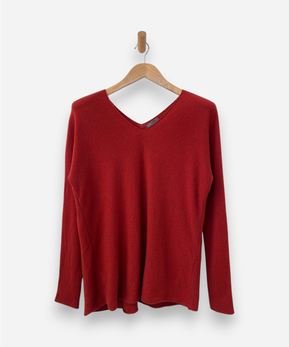 Burnt Orange V Neck Jumper by Vince
