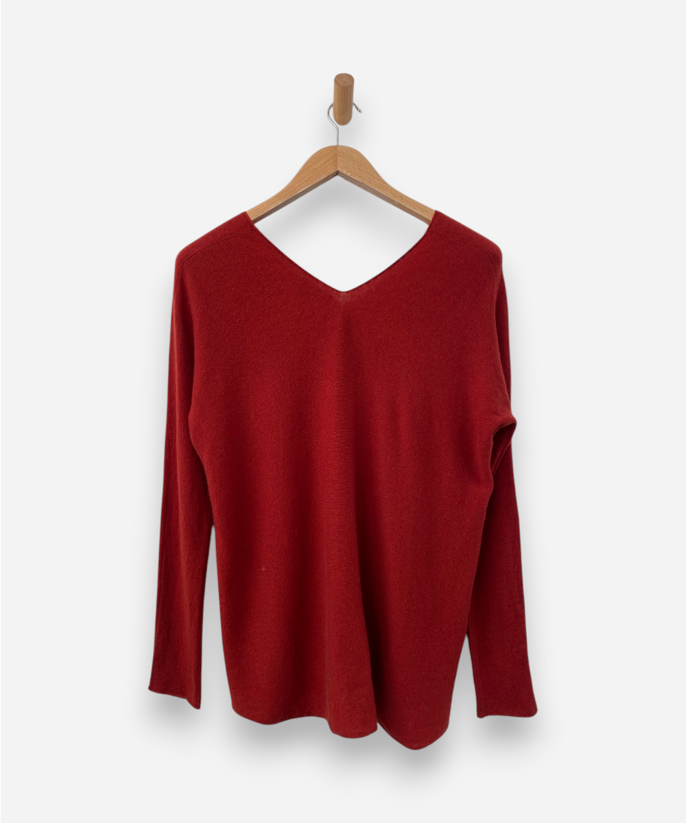 Burnt Orange V Neck Jumper by Vince