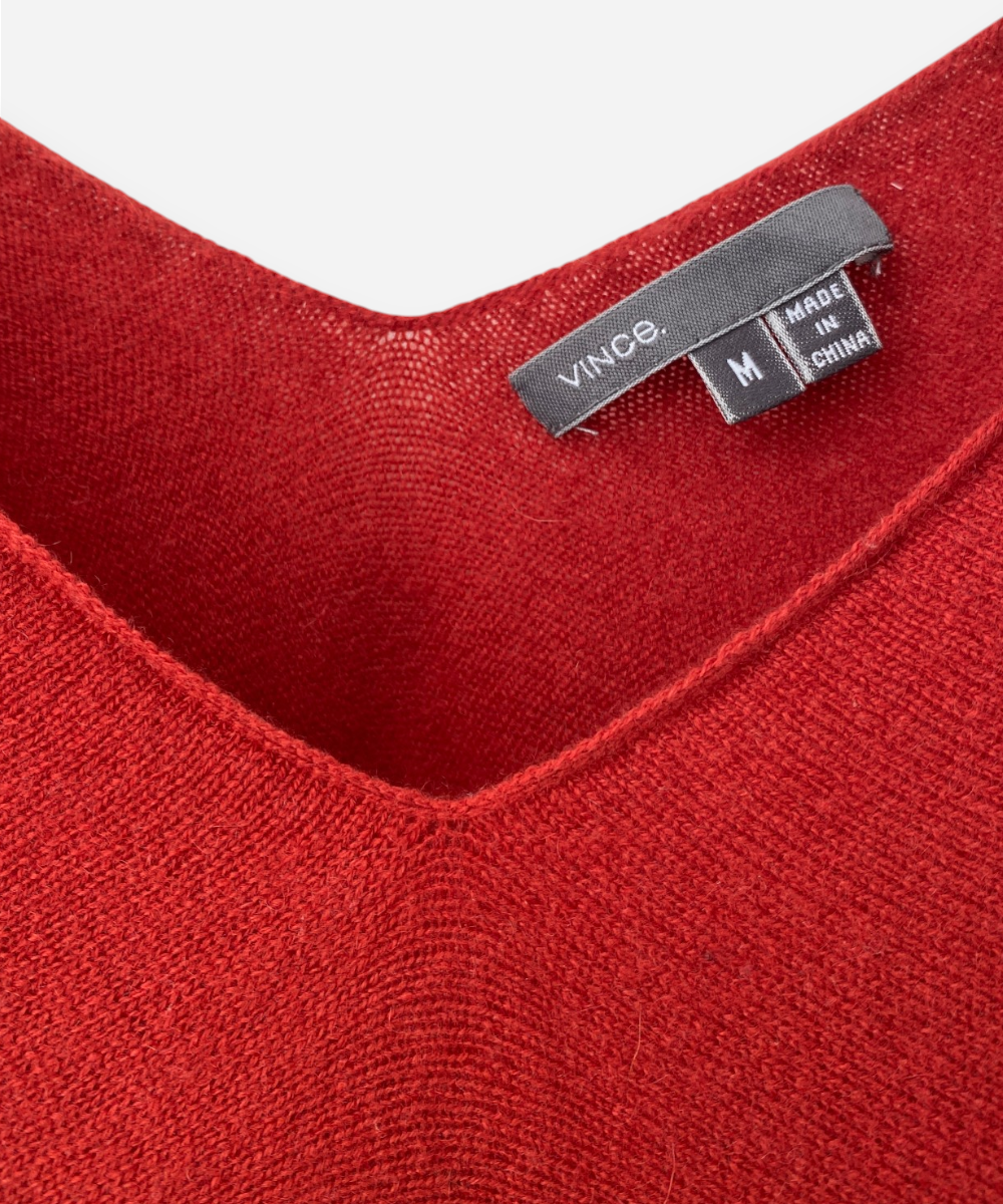 Burnt Orange V Neck Jumper by Vince