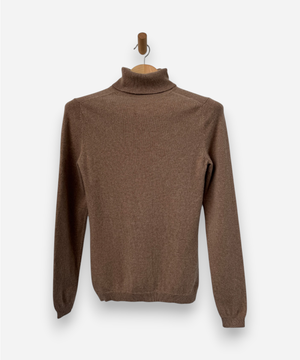 Camel Cashmere Roll Neck Jumper
