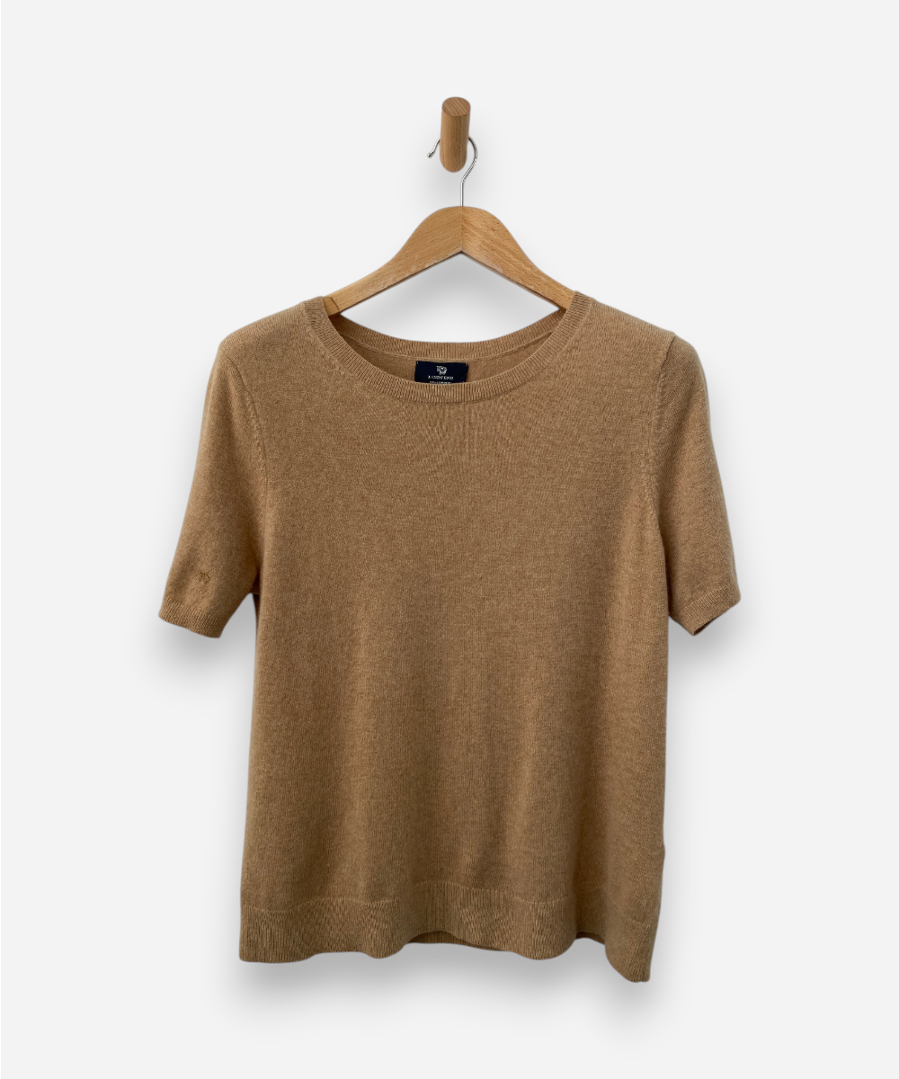 Camel Cashmere Round Neck Top by Land's End