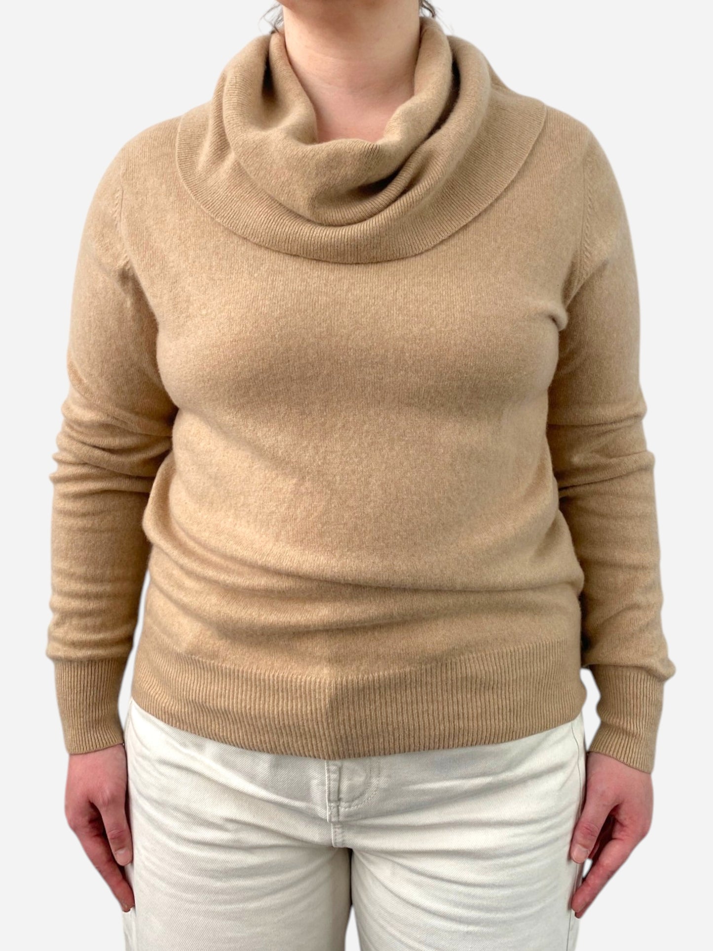 Camel Cashmere Cowl Neck Jumper by Isle