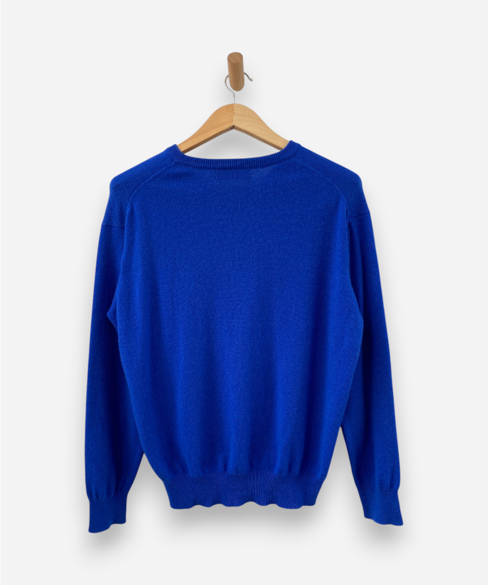 Cobalt Blue Cashmere V Neck Jumper by The Cashmere Centre