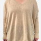 Beige Cashmere V Neck Oversized Bat Wing Jumper