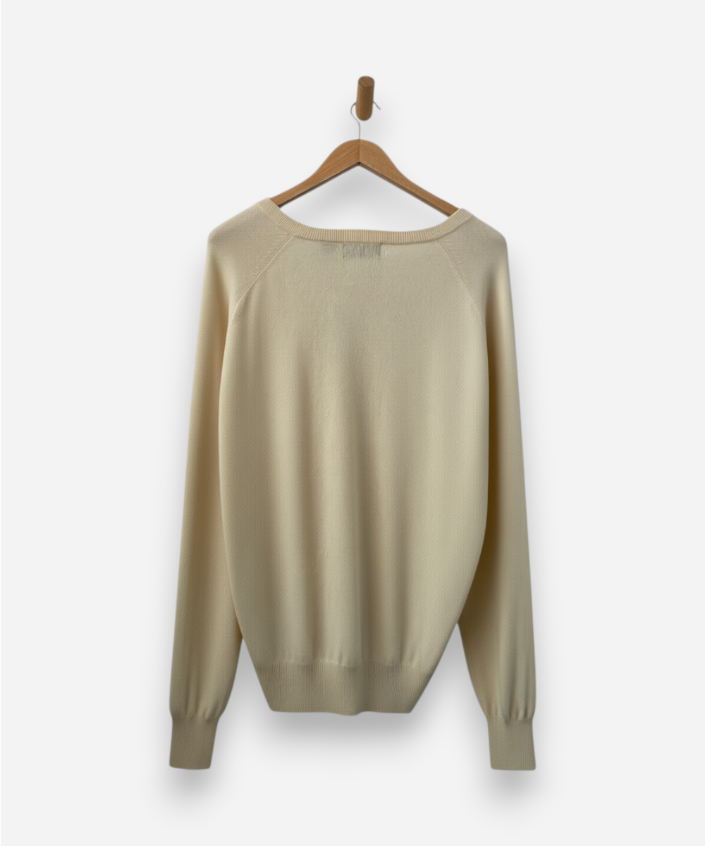 Cream Cashmere V Neck Jumper by Hunt Club