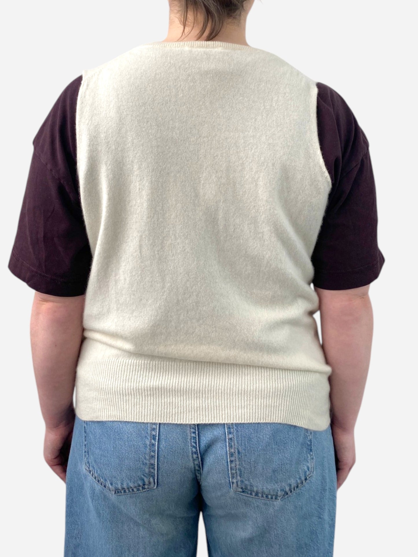Cream Cashmere Crew Neck Button Up Vest by M&S