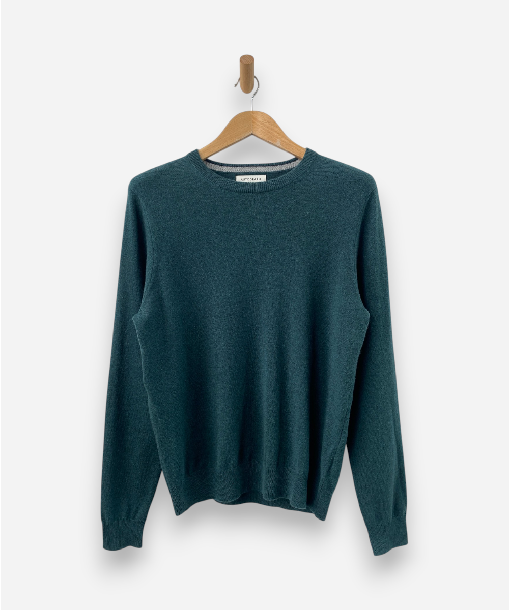 Dark Green Cashmere Crew Neck Jumper by M&S