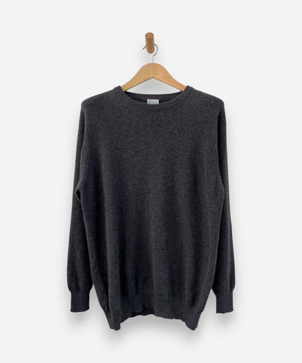 Dark Grey Cashmere Crew Neck Jumper