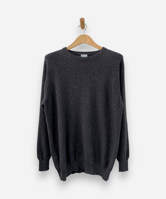 Dark Grey Cashmere Crew Neck Jumper