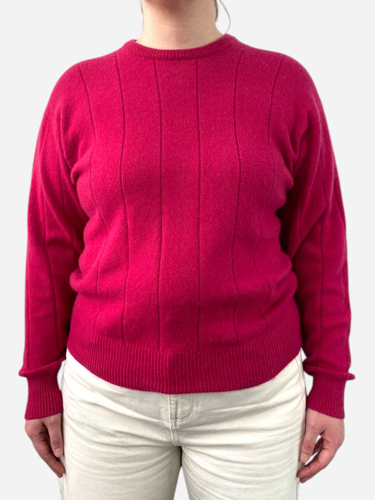 Dark Pink Cashmere Crew Neck Jumper by White of Hawick