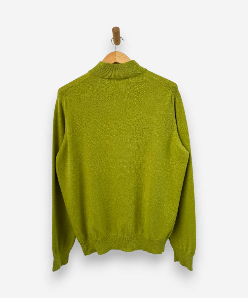 Green Cashmere Half Zip Jumper