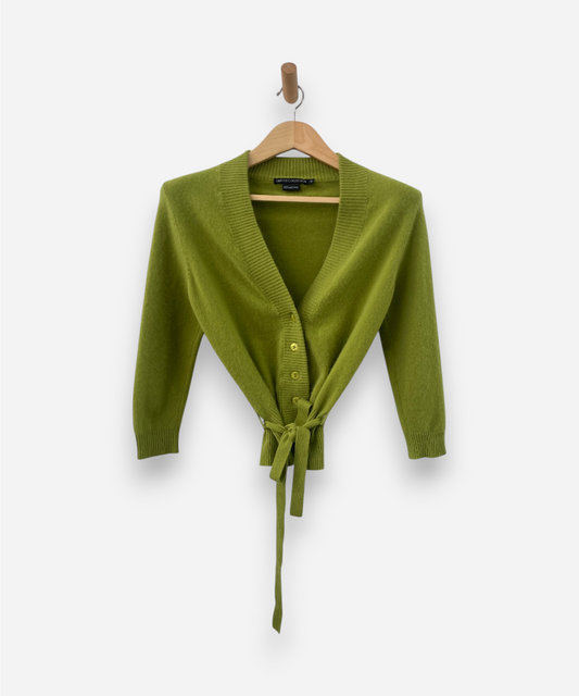 Green Cashmere Tie Cardigan 