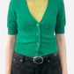 Green Cashmere Cropped Short Sleeve Cardigan by Maeve