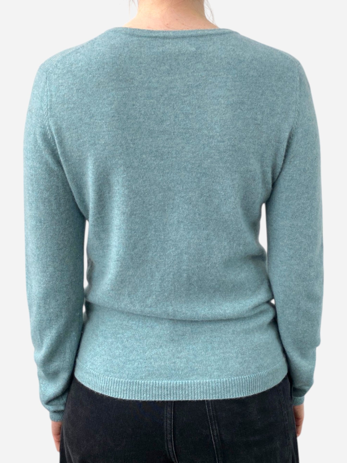 Green Blue Cashmere Crew Neck Cardigan by PURE Collection