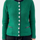 Green Cashmere Crew Neck Chunky Knit Cardigan