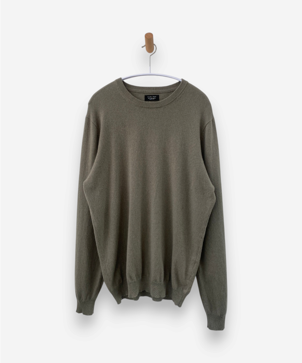 Green Cashmere Crew Neck Jumper