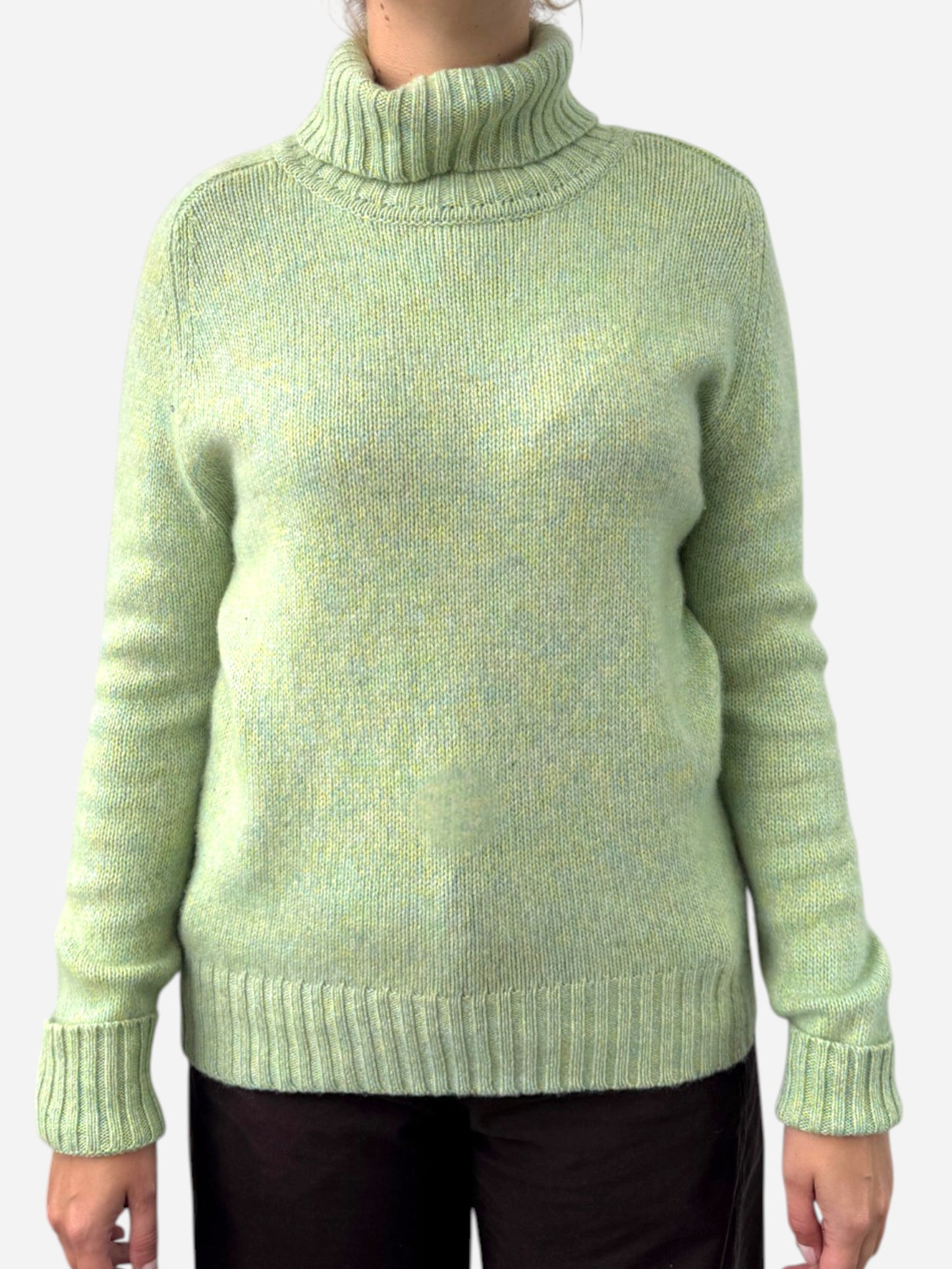 Green Cashmere Roll Neck Chunky knit Jumper